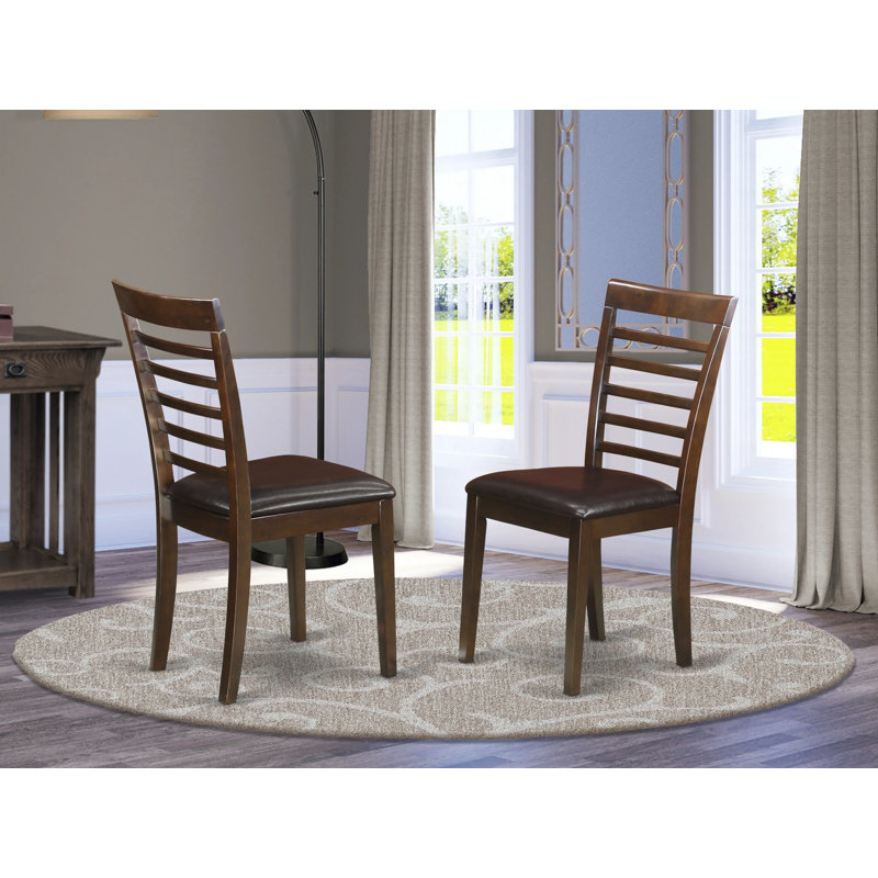 Milan Dining Chairs - Faux Leather Wooden Chairs, Set of 2, Mahogany