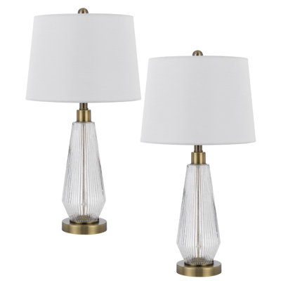 Ensemble de 2 lampes de table en verre transparent en forme de goutte d'eau de 67 cm (26,5 po) de hauteur pour une maison moderne