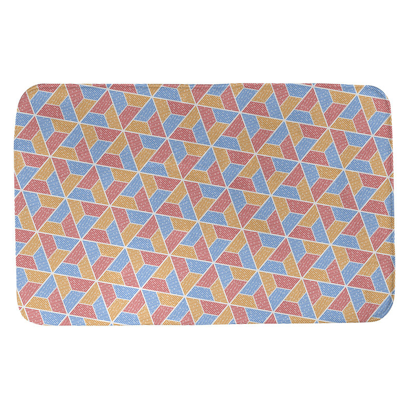 Mcguinness Memory Foam Non-Slip Bath Rug, 17" W x 24" L, Blue/Red/Orange