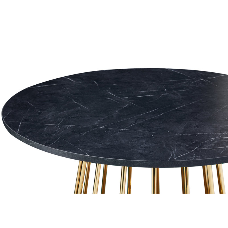 Veniaminof Round Metal Base Dining Table, Black
