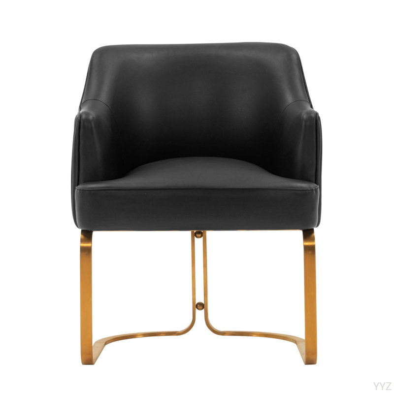 Chaise de salle à manger en cuir Raya, Noir