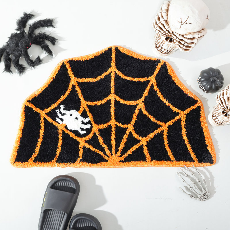 Tapis de salle de bain Spider Web, Demi-cercle, Orange demi-toile