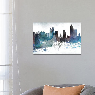 Atlanta Bluish Skylines - Wrapped Canvas Print