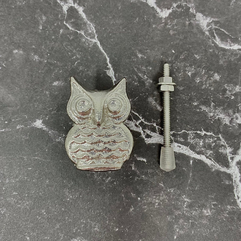 Silver Screech Owl Cabinet Knob