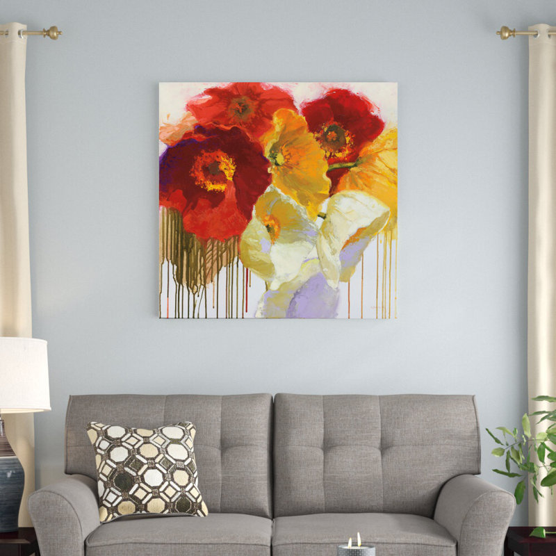 «Red and Yellow Sensations» par Shirley Novak - reproduction d'art sur toile tendue, H 36 po x l 36 po