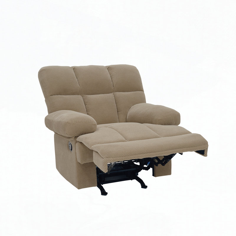 Fauteuil inclinable manuel berçant avec revêtement Nubby et accoudoirs moelleux, sans pivot, Tissu chameau