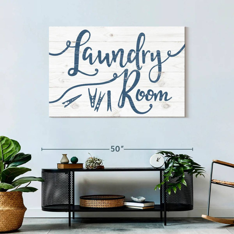 " Laundry Room Calligraphy " by HomeyNotes Studio, 30" H x 45" W x 1.25" D