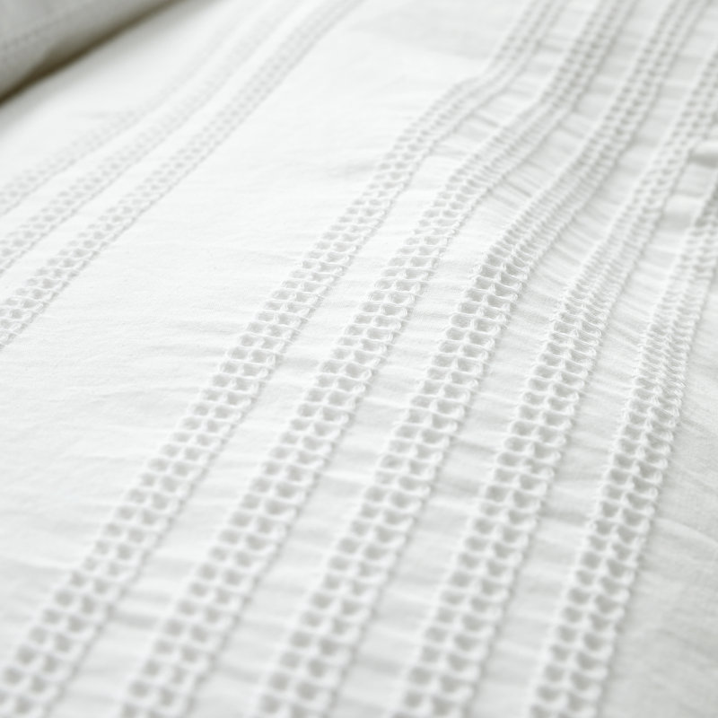 Waffle Cotton Stripe Duvet Cover Set, Super King