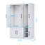 Armoire-penderie 3 portes et miroir, blanc