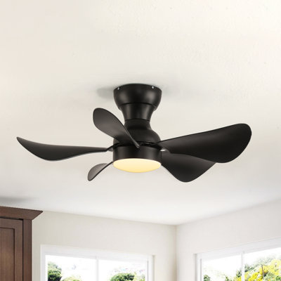 5 - Blade LED Flush Mount 30'' Ceiling Fan with Remote Control and Light Kit Included