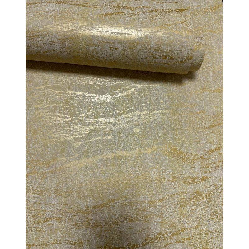New Touch Collection Metallic Ripple Wallpaper Roll, Yellow