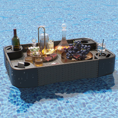 Aluminum Frame Poolside Floating Tray – All - Weather For Drinks, Snacks & Outdoor Hangouts