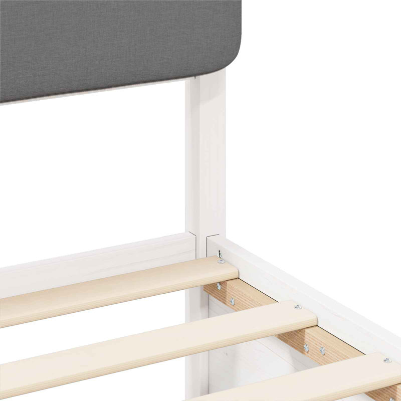 Solid Wood Bed Frame, European Double (140 x 190 cm), White/Light Grey