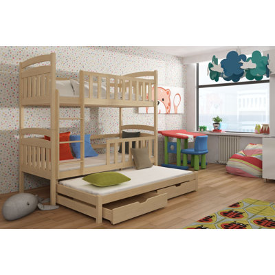 Angelos Storage Bunk Bed with Mattress and with Trundle Bed