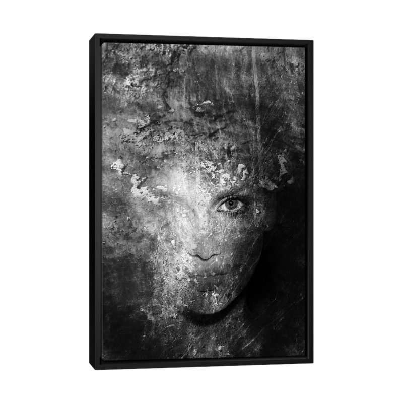 «B&W III», impression sur toile, H 26 po x l 18 po x P 1,5 po, Pas de tapis, Toile avec cadre noir