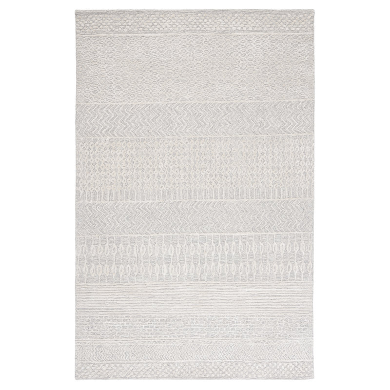 Tapis en viscose / laine touffeté à la main Lyly - gris / vert, Rectangle 3 pi x 5 pi