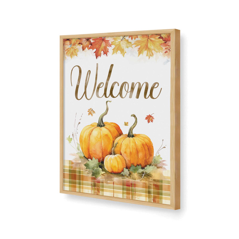 Welcome Fall by Nicole DeCamp Art Print, 18 W x 24 H, Tan, Framed Print