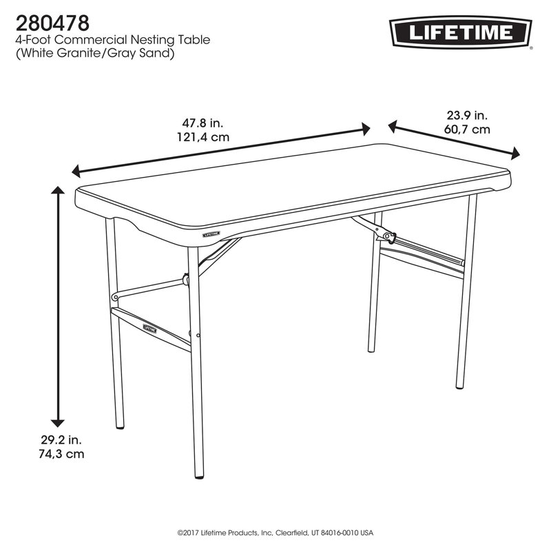 Table pliante rectangulaire de 48 po commercial