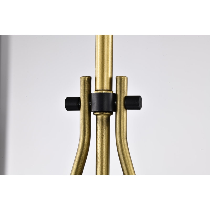 Luminaire suspendu en forme de larme à 1 lumière Marnix, Noir mat / Laiton naturel, H 60,5 po x l 10 po x P 10 po