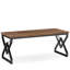 Bureau d'écriture rectangulaire avec plateau en bois d'ingénierie brun et base en métal noir pour bureau de chambre à coucher