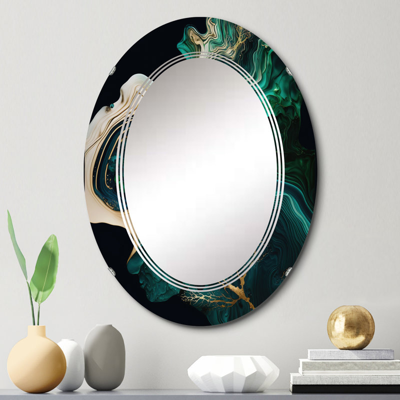 Odesza Abstract Geode Marble I - Abstract Marble Wall Mirror, 30" x 20"