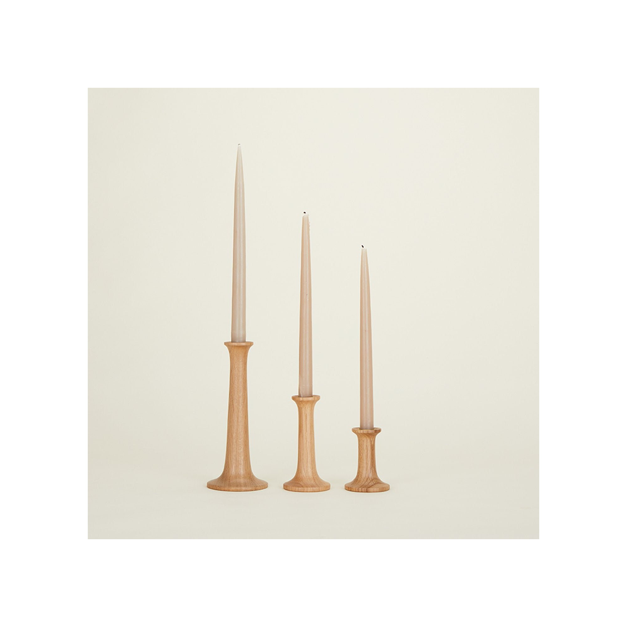 Solid Wood Tabletop Candlestick, 5.5" H x 3.5" W x 3.5" D, Oak