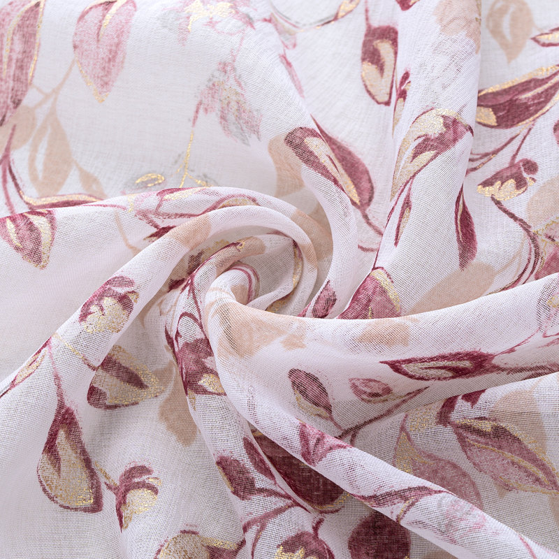 Panneau de rideau transparent à motif de feuilles Taylor , Rose, L 54 po x L 84 po