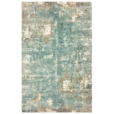 Tapis d'intérieur à motif abstrait bleu et gris 10 pi x 14 pi