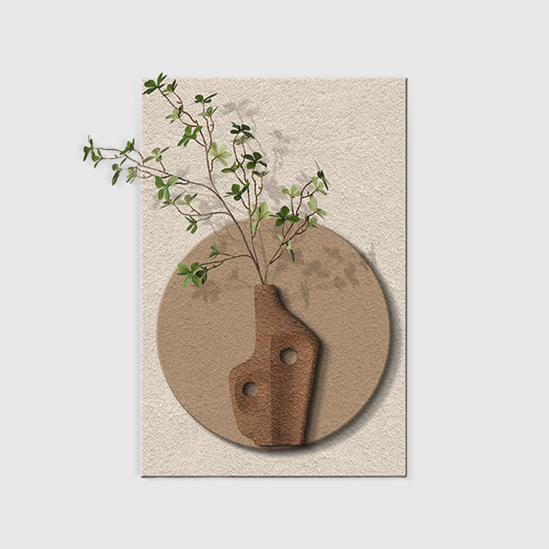 Art mural rectangulaire taupe brun dans un vase, H 59,06 po x l 39,37 po