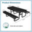 Tables de patio commerciales, table de pique-nique en métal 72 pouces, extérieur moderne