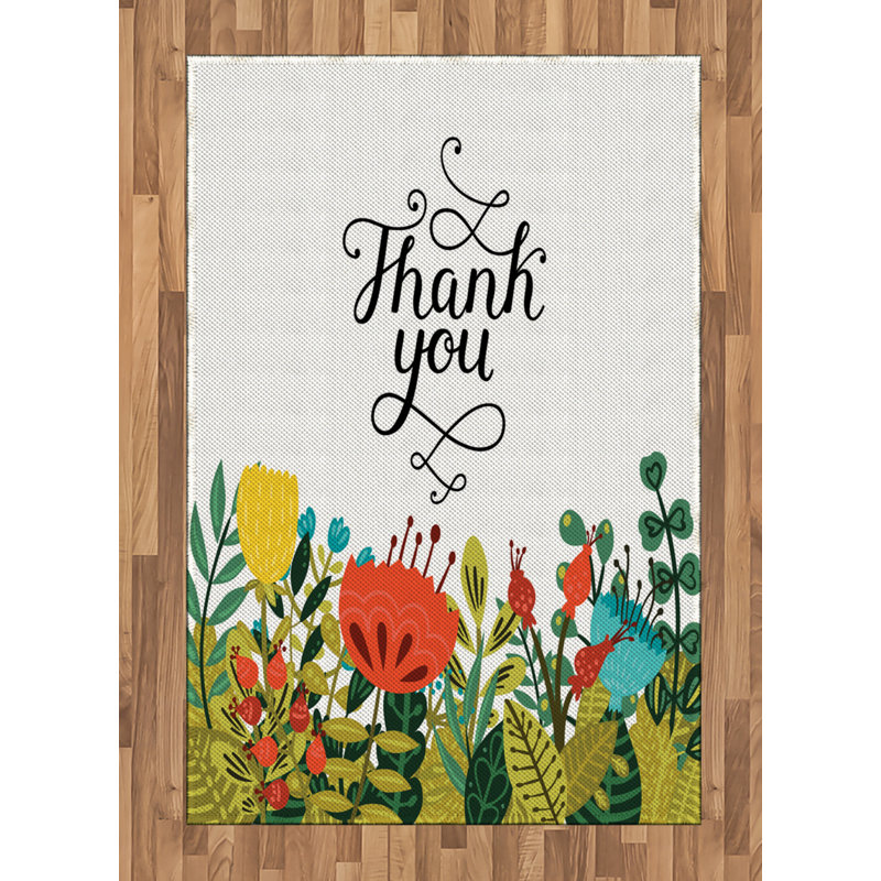 Floral High Density Long Fiber Poly Threads Decorative Area Rug Carpet, Rectangle 4' x 5'8"