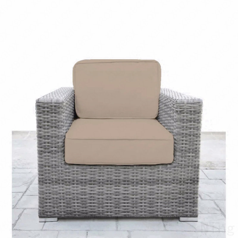 Fauteuil club en osier gris - # 5476 beige