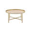 Table basse ronde contemporaine en chêne et finition dorée