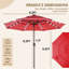 Parasol de terrasse solaire à DEL 10 pi avec inclinaison et manivelle 10 pieds pour terrasse et piscine-827858960