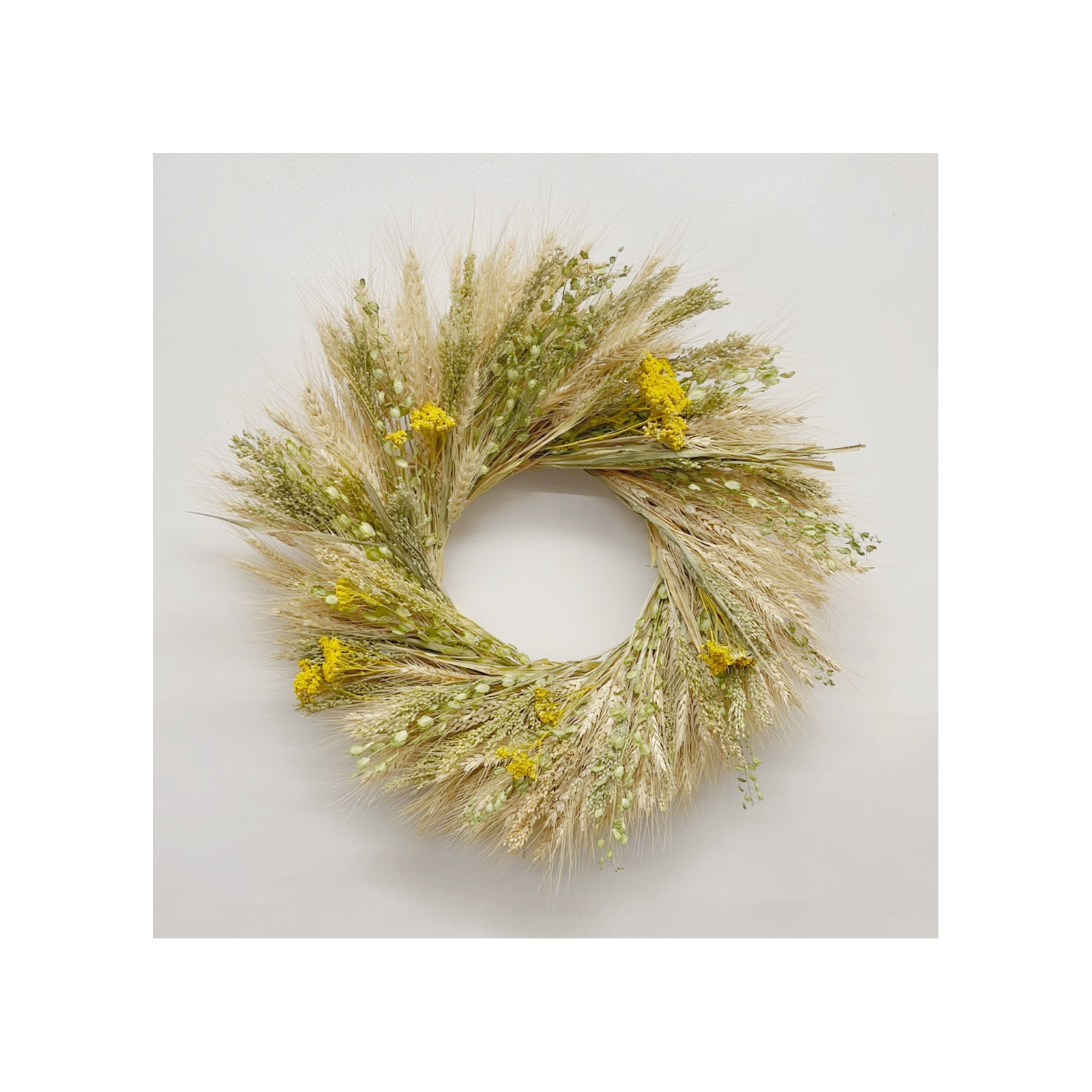 Dried Wheat and Yarrow Spring Wreath, 30" W x 30" H x 6" D
