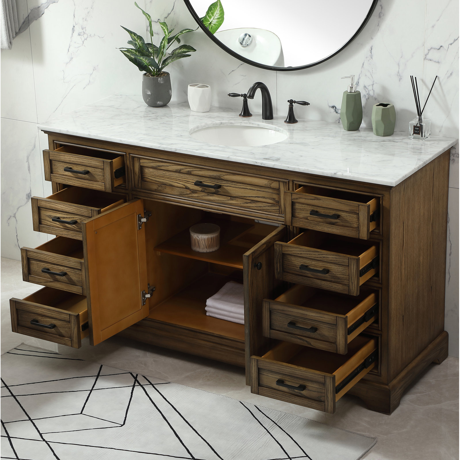 Hermes 60'' Single Bathroom Vanity, Dark Brown