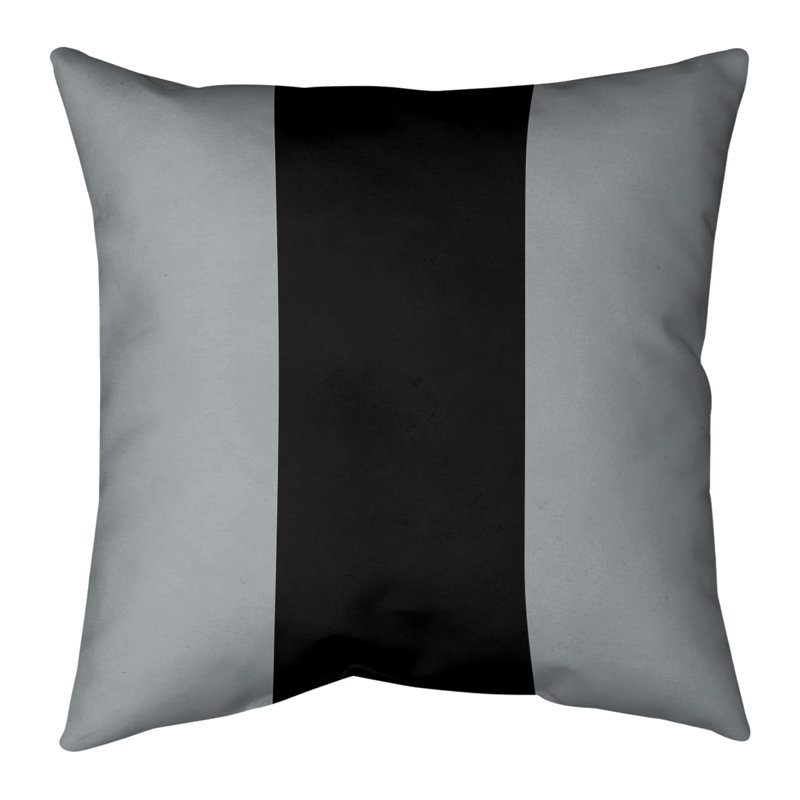 Coussin décoratif, Bourre en polyester, 16 po x 1 po, Argenté et noir