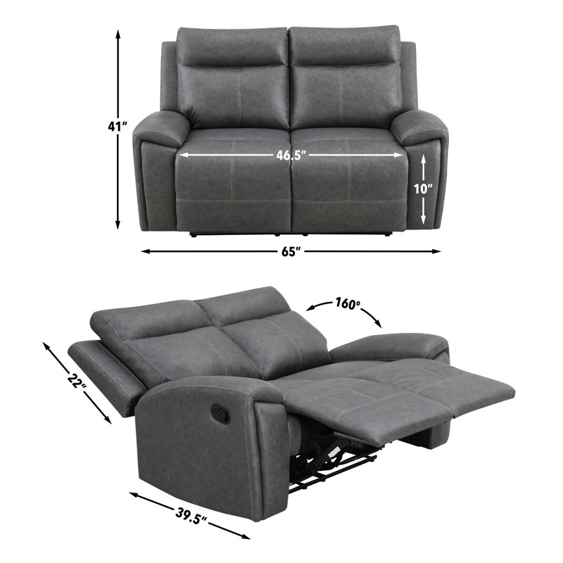 Causeuse inclinable à accoudoirs évasés 65 po Mirtie