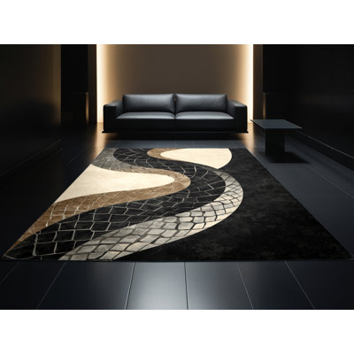Tapis moelleux moelleux à motif géométrique Cozine
