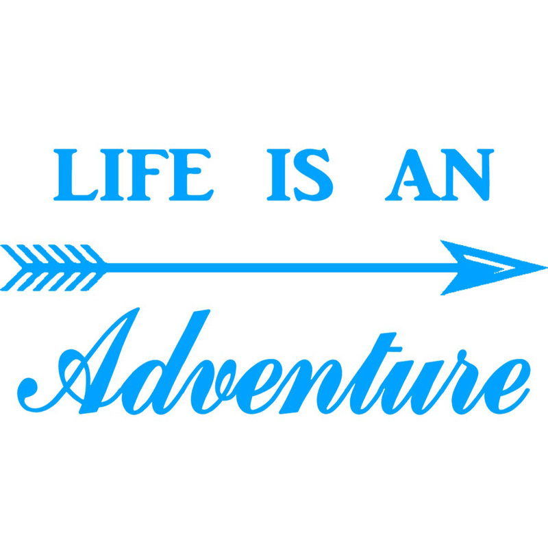 Décalcomanie murale « life is a adventurer adventurer », Bleu ciel, H 15 po x l 30 po