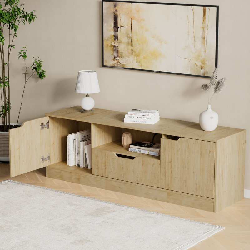 Tv Stand For 55/60/65 Inch Tv, Entertainment Center With 2 Doors & Drawer, Media Tv Console Table With Storage Cabinet For Living Room, Bedroom