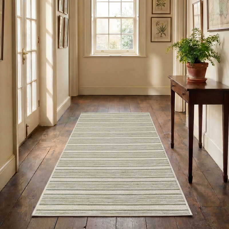 Laura Ashley Doreen Indoor Outdoor Area Rug, 2' x 6', Sage Green