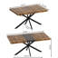 Table de salle à manger rectangulaire de 55,11 po à 70,86 po, plateau en bois antique et plaque en relief noir, table de salle à manger en fer fin noir avec pied en fer et boîte de rangement.-698128960