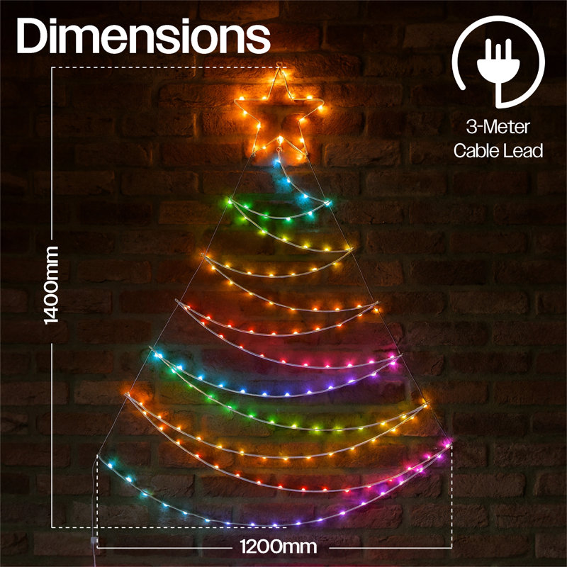 LED Indoor / Outdoor String Lights, 120cm H x 140cm L x 3cm D