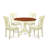 5 Piece Modern Dining Table Set Includes a Round Wooden Table with Pedestal and 4 Linen Fabric Kitchen Dining Chairs, Buttermilk & Cherry-606729172