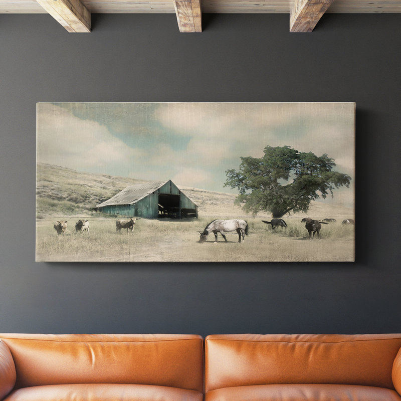 Charme de grange - Toile tendue avec châssis - Prêt à accrocher, H 16 po x l 32 po