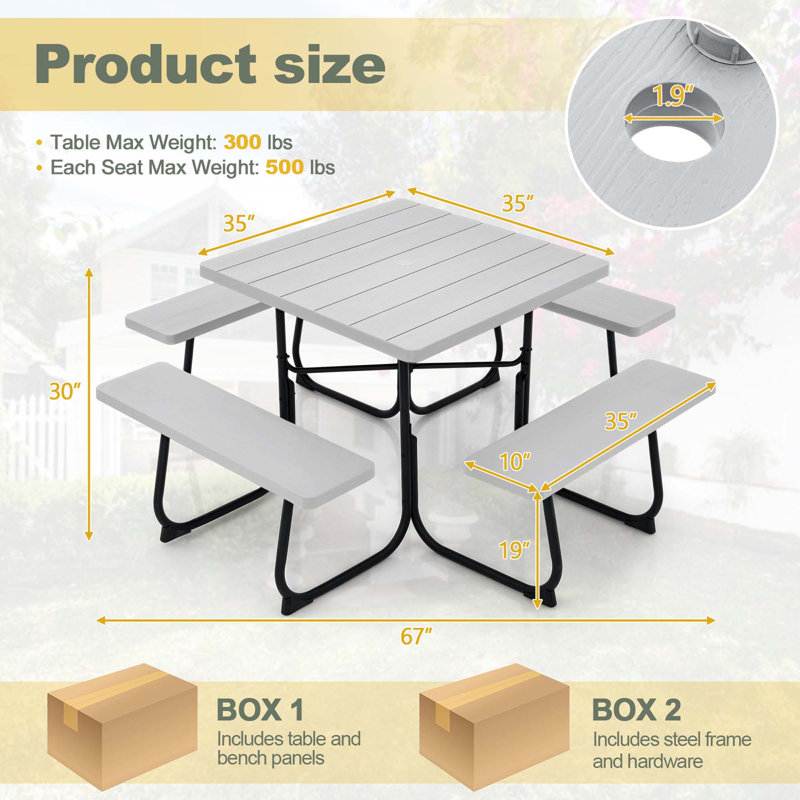 Biaca 8 - Person Patio Dining Set with Square Table, Gray