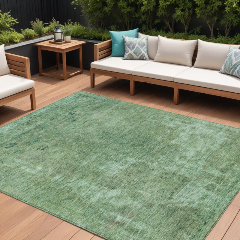 Tapis intérieur lavable abstrait vert sauge et menthe 10 pi x 14 pi
