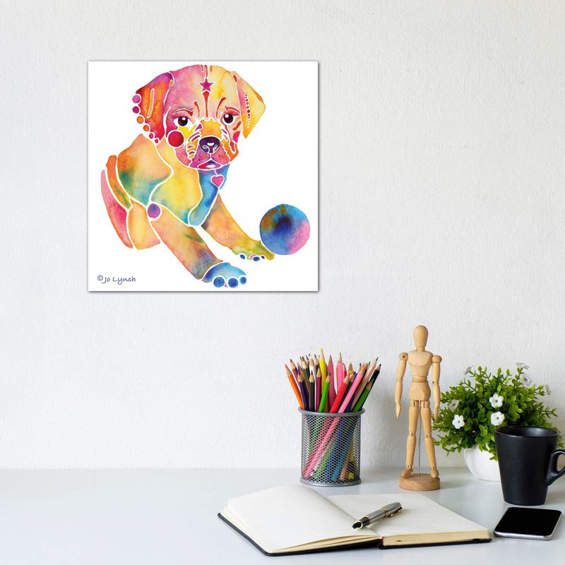 Hippopotame de Jo Lynch - impression d'art graphique, H 12 po x l 12 po x P 0,75 po, Toile tendue, Pas de tapis