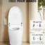 Toilette intelligente avec couvercle ouvert avec capteur de pied, siège chauffant, affichage à DEL, buse autonettoyante, nuit, fonction de chasse automatique à bouton latéral